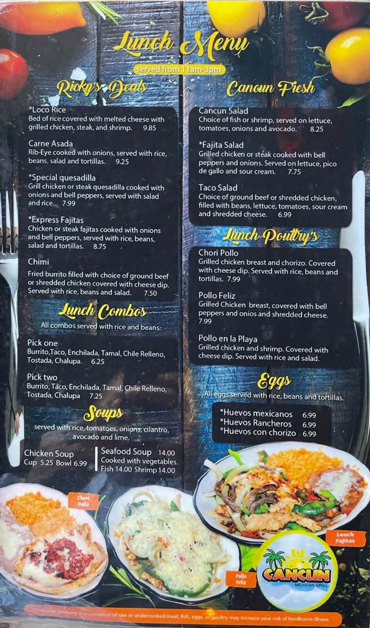 Cancun Mexican Grill Our Menu